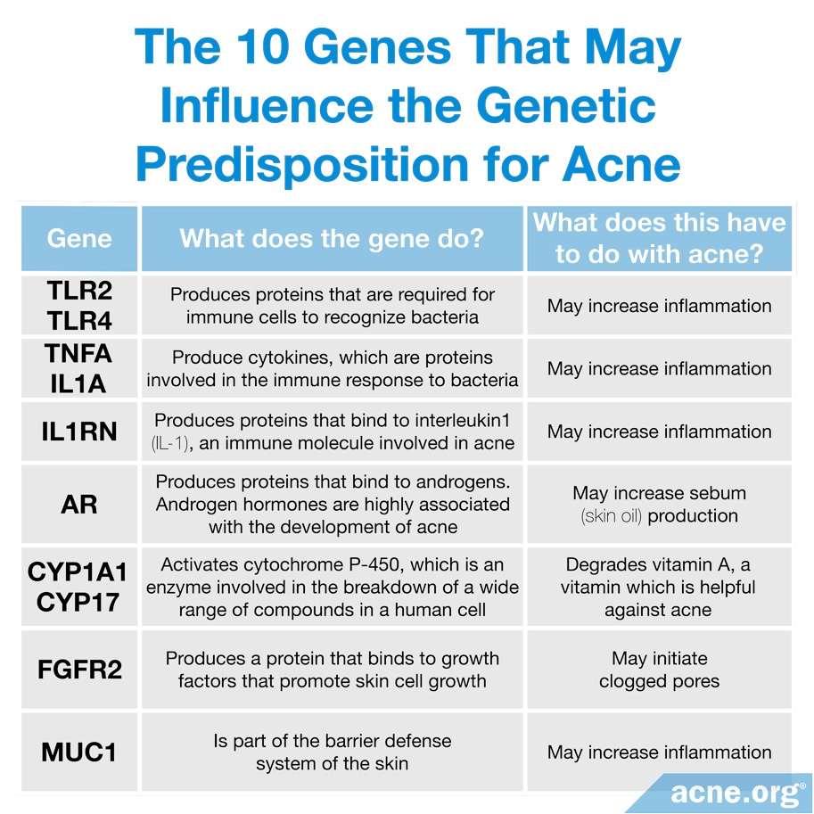 The 10 Genes That May Influence the Genetic Predisposition for Acne