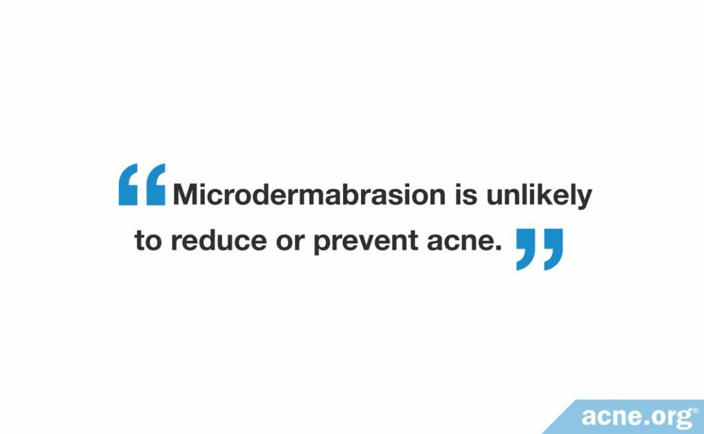 Microdermabrasion is unlikely to reduce or prevent acne